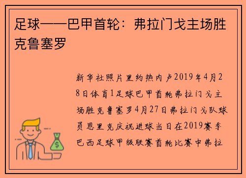 足球——巴甲首轮：弗拉门戈主场胜克鲁塞罗