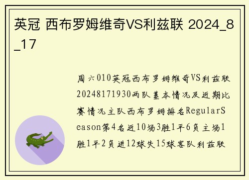 英冠 西布罗姆维奇VS利兹联 2024_8_17